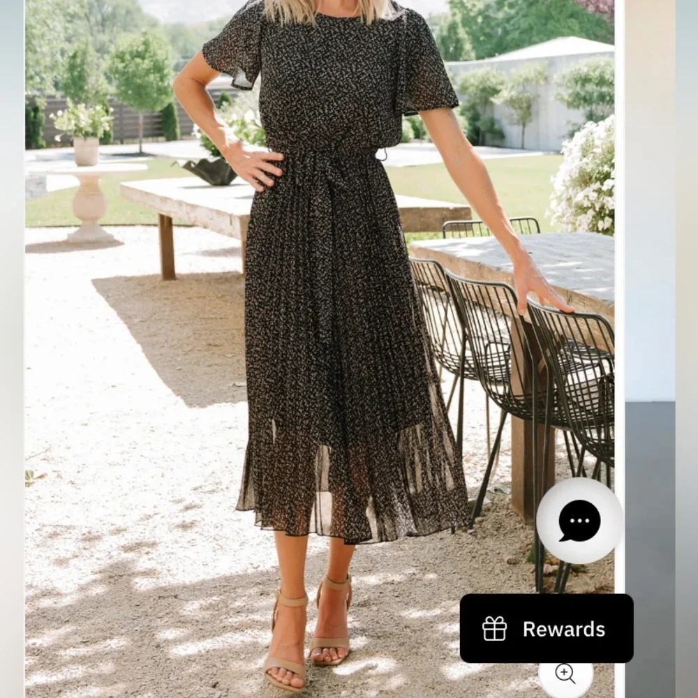 🏇 Baltic Born Prim Pleated Floral Black Midi Dress - Picture 15 of 15